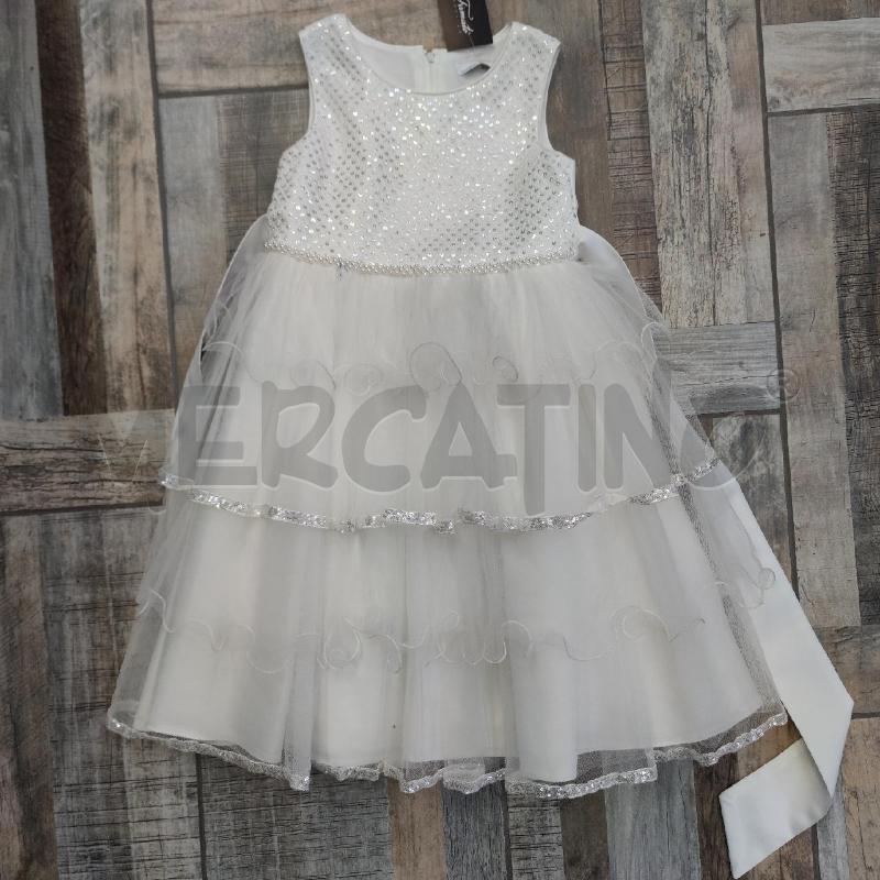 VESTITO BAMBINA NAZARENO GABRIELLI BIANCO CERIMONIE PERLINE PAILLETTES | Mercatino dell'Usato Settimo torinese 1