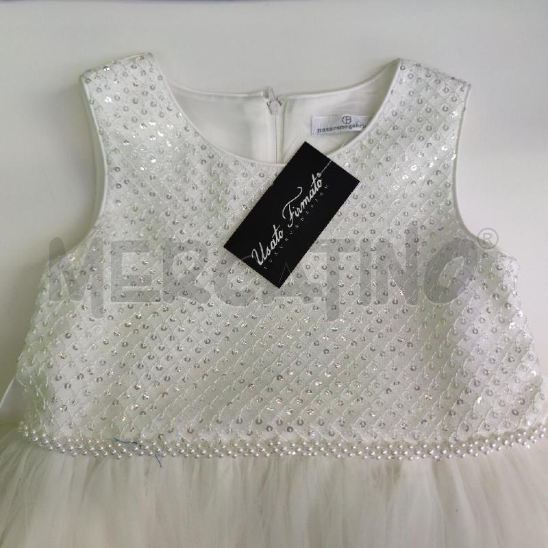 VESTITO BAMBINA NAZARENO GABRIELLI BIANCO CERIMONIE PERLINE PAILLETTES | Mercatino dell'Usato Settimo torinese 3