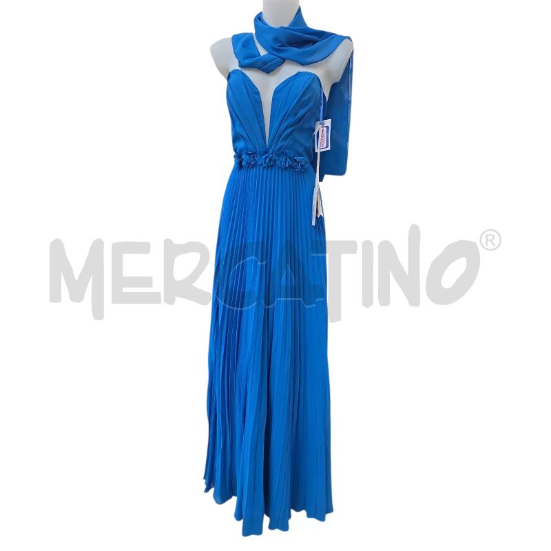VESTITO CERIMONIA BIANCA BRANDI AZZURRO INTENSO CON STOLA E SPALLINE NUOVO CON ETICHETTA | Mercatino dell'Usato Settimo torinese 1