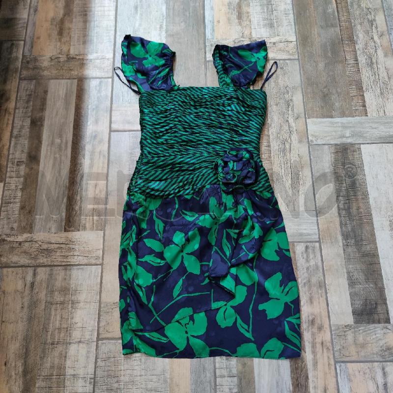 VESTITO+COPRI SPALLE SETA DIBA VERDE BLU   | Mercatino dell'Usato Settimo torinese 1