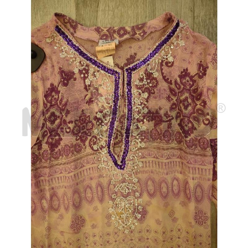 VESTITO DONNA CALZEDONIA SETA ROSA VIOLA APAISLEY PAILLETTES | Mercatino dell'Usato Settimo torinese 2