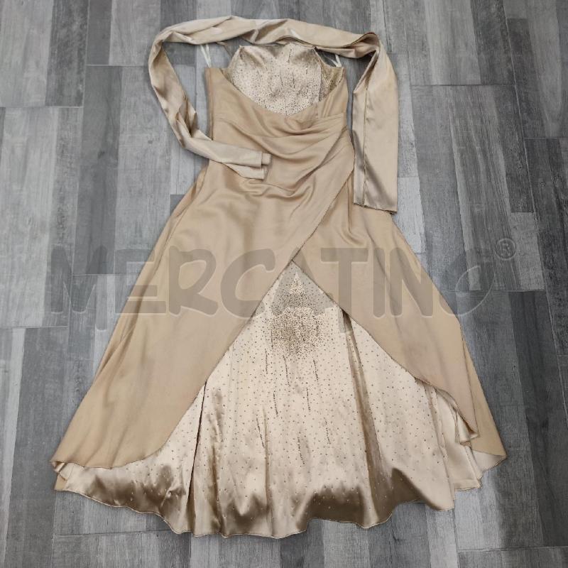 VESTITO DONNA CERIMONIA LISSA DORATO PERLINE | Mercatino dell'Usato Settimo torinese 1