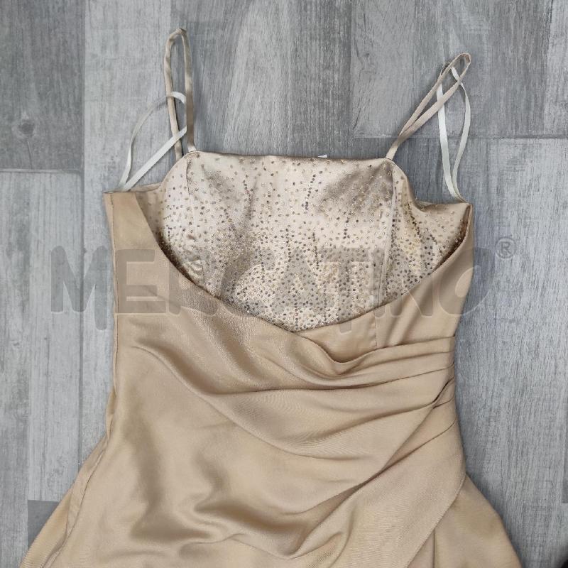 VESTITO DONNA CERIMONIA LISSA DORATO PERLINE | Mercatino dell'Usato Settimo torinese 3