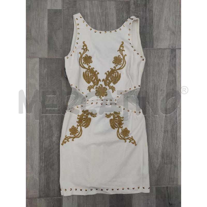 VESTITO DONNA DENNY ROSE BIANCO MOTIVO ORO BORCHIETTE | Mercatino dell'Usato Settimo torinese 1