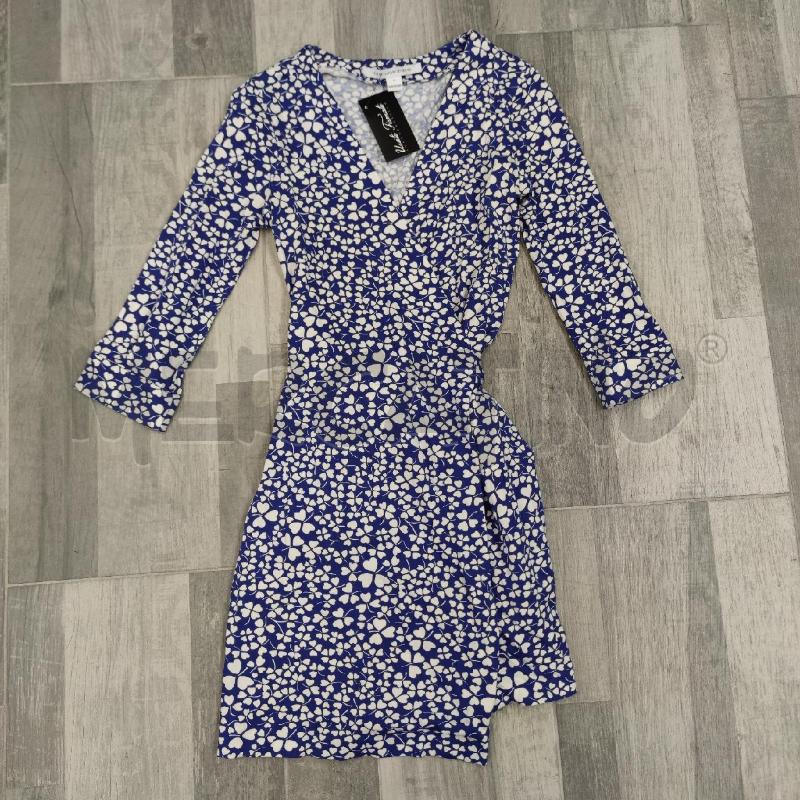 VESTITO DONNA DIANE VON FURSTENBERG BLU CUORICINI BIANCHI | Mercatino dell'Usato Settimo torinese 1