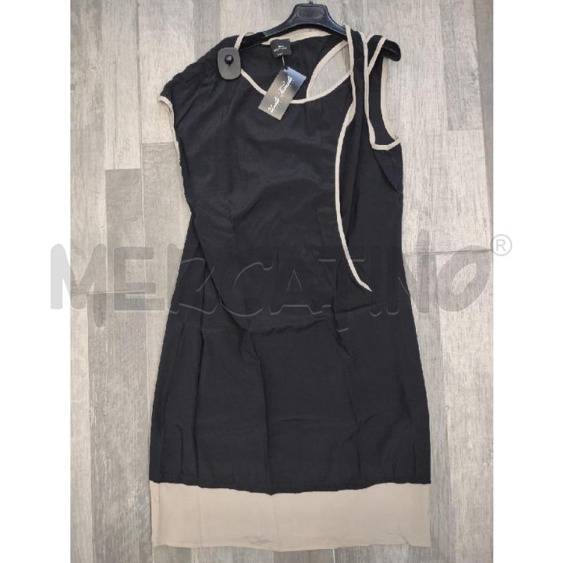VESTITO DONNA GOTHA SETA NERO PROFILI BEIGE | Mercatino dell'Usato Settimo torinese 1