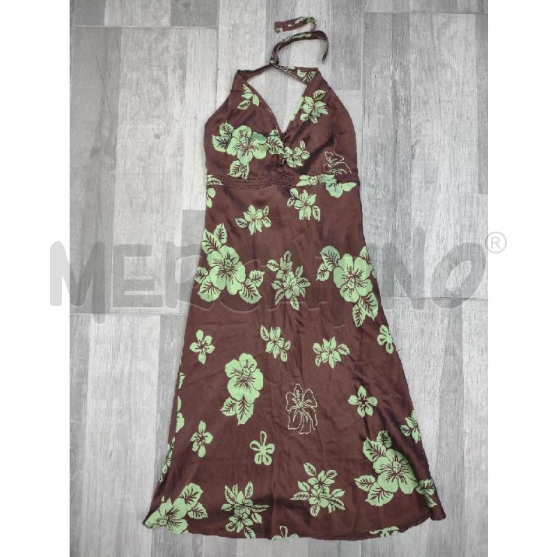 VESTITO DONNA HARTFORD PURA SETA MARRONE FIORI VERDI | Mercatino dell'Usato Settimo torinese 1