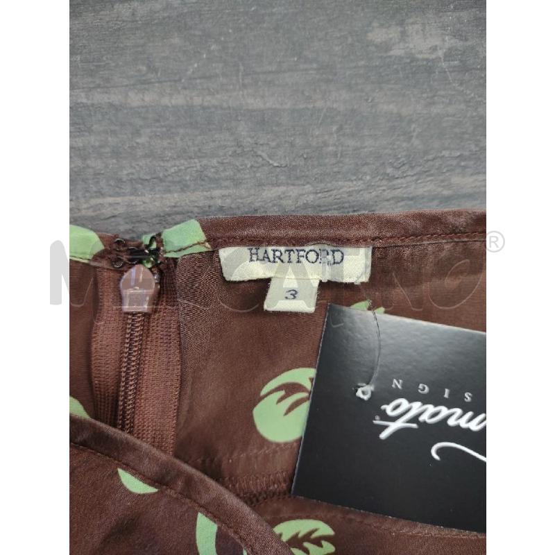 VESTITO DONNA HARTFORD PURA SETA MARRONE FIORI VERDI | Mercatino dell'Usato Settimo torinese 3