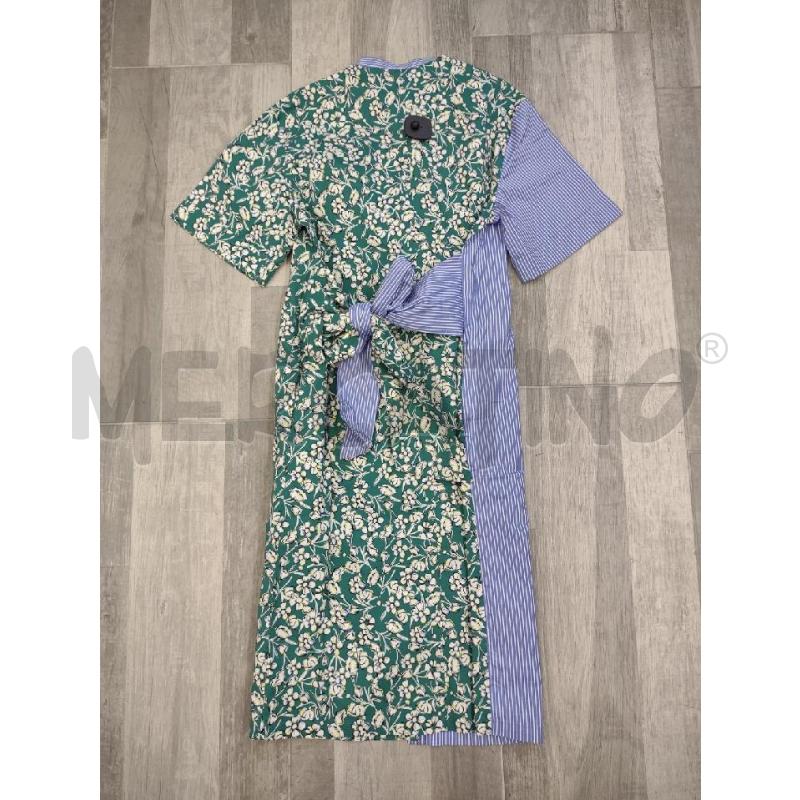 VESTITO DONNA INTREND VERDE FIORI PTE RIGHINE AZZURRE | Mercatino dell'Usato Settimo torinese 2