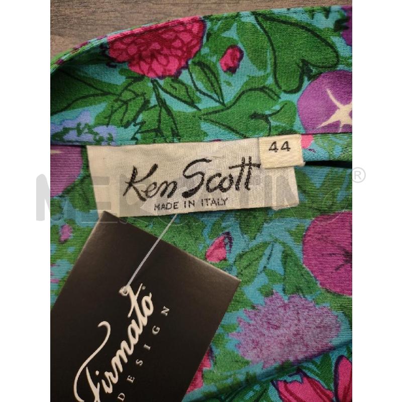 VESTITO DONNA KEN SCOTT VESTITO AZZURRO VERDE FIORI FUCSIA | Mercatino dell'Usato Settimo torinese 4