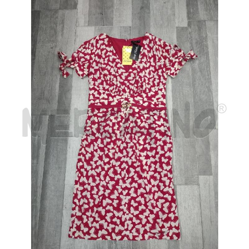 VESTITO DONNA LUISA SPAGNOLI ROSSO SETA FARFALLE BIANCHE NUOVO | Mercatino dell'Usato Settimo torinese 1