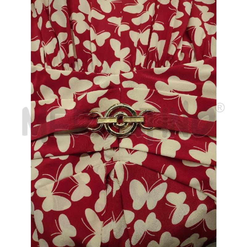 VESTITO DONNA LUISA SPAGNOLI ROSSO SETA FARFALLE BIANCHE NUOVO | Mercatino dell'Usato Settimo torinese 4