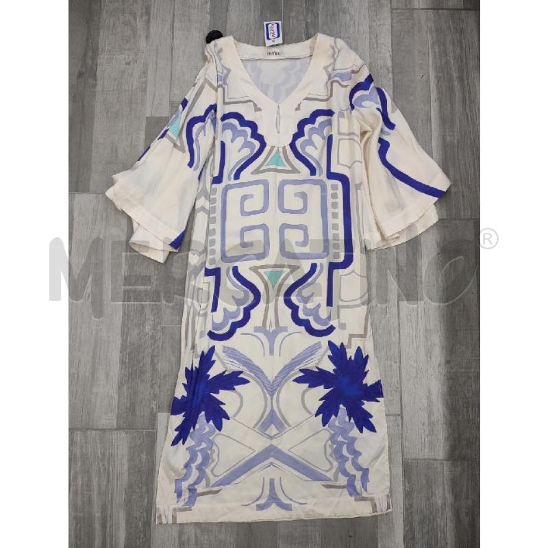 VESTITO DONNA MALINA BIANCO MOTIVI AZZURRO BLU E GRIGIO | Mercatino dell'Usato Settimo torinese 1