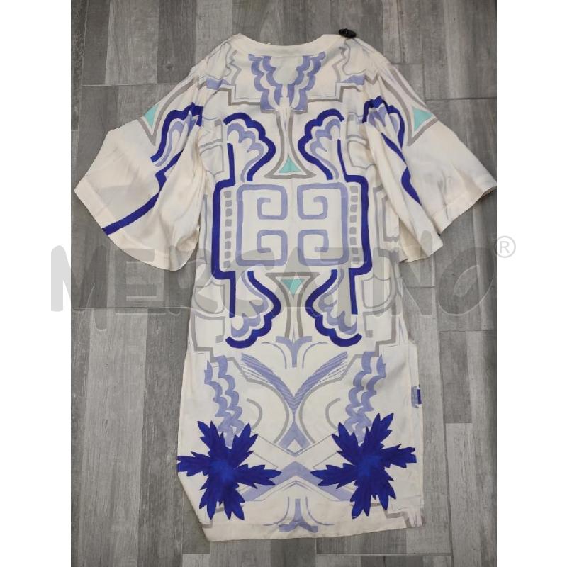 VESTITO DONNA MALINA BIANCO MOTIVI AZZURRO BLU E GRIGIO | Mercatino dell'Usato Settimo torinese 2