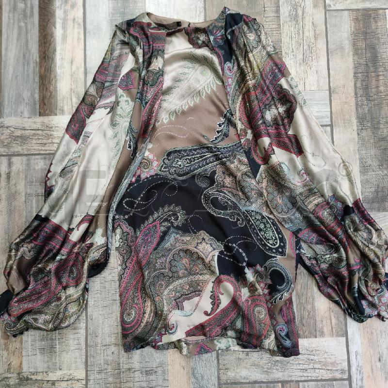 VESTITO DONNA MARIAGRAZIA PANIZZI SETA RASO NUOVO PAISLEY BEIGE | Mercatino dell'Usato Settimo torinese 1