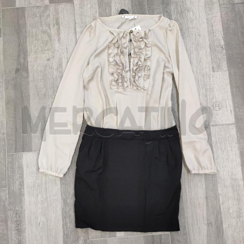 VESTITO DONNA PATRIZIA PEPE CAMICIETTA BEIGE GOONA NERA  | Mercatino dell'Usato Settimo torinese 1