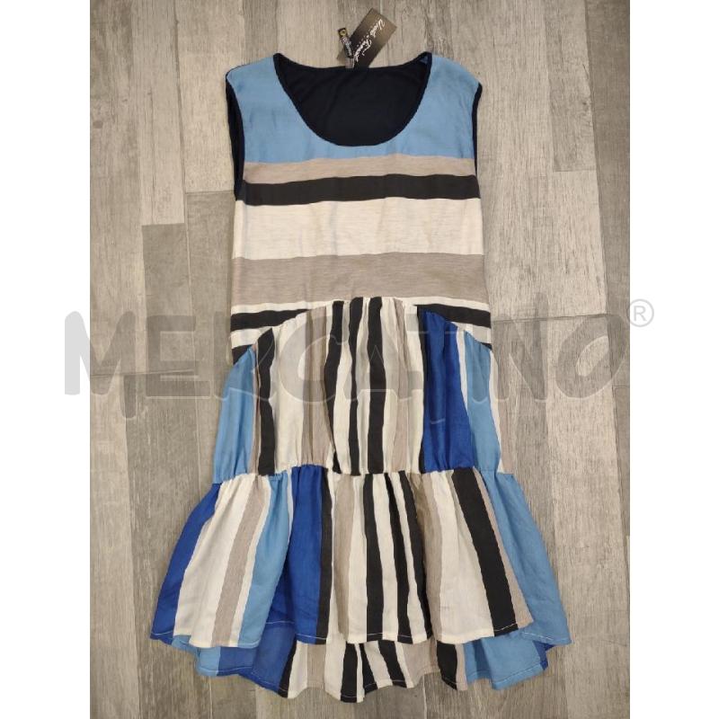 VESTITO DONNA PIANURA STUDIO BLU BEIGE BIANCO LINO VISCOSA | Mercatino dell'Usato Settimo torinese 1