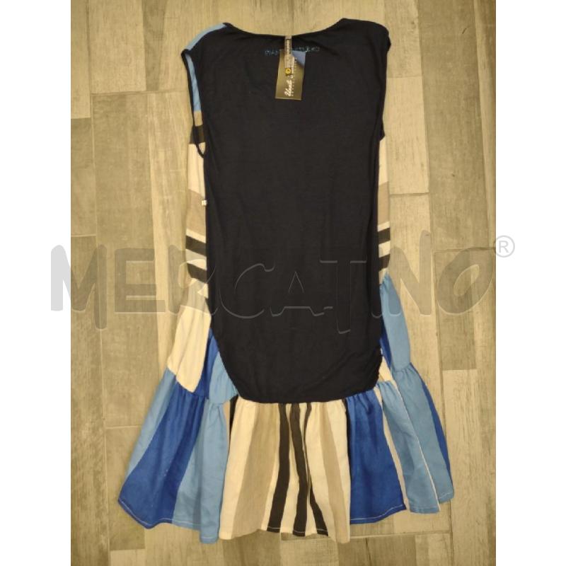 VESTITO DONNA PIANURA STUDIO BLU BEIGE BIANCO LINO VISCOSA | Mercatino dell'Usato Settimo torinese 2