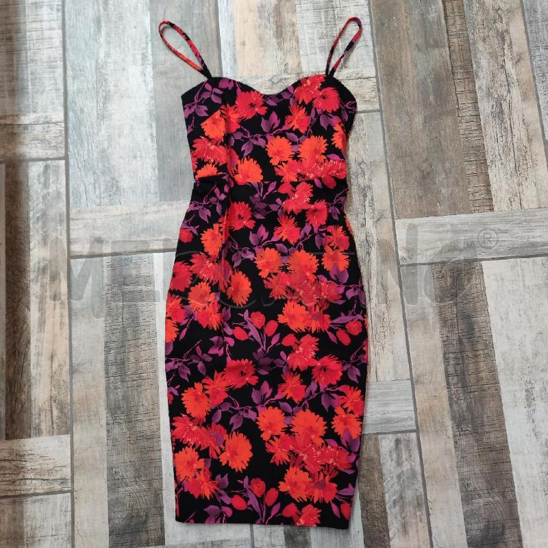 VESTITO DONNA TUBINO VESPER NERO NUOVO FIORI ROSSI VIOLA | Mercatino dell'Usato Settimo torinese 1