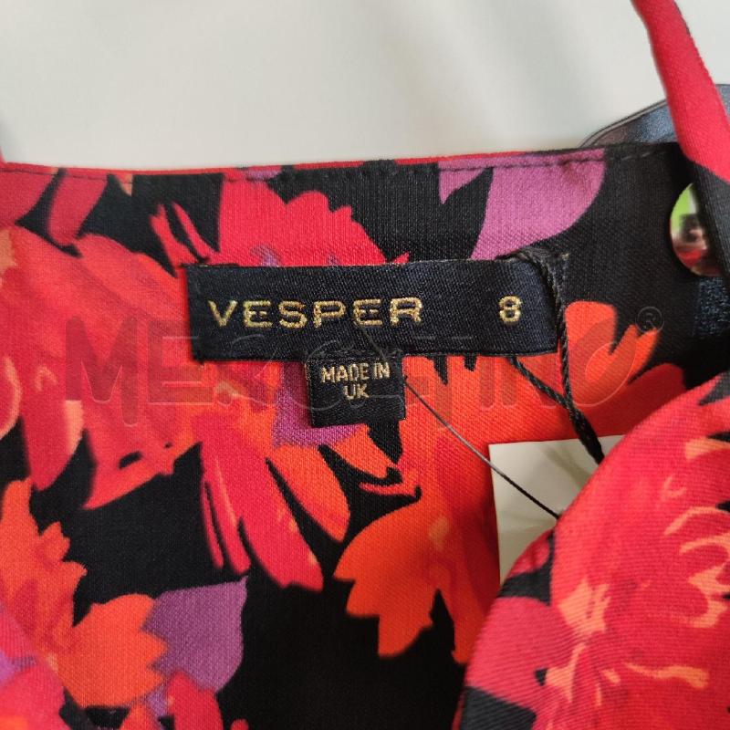 VESTITO DONNA TUBINO VESPER NERO NUOVO FIORI ROSSI VIOLA | Mercatino dell'Usato Settimo torinese 3