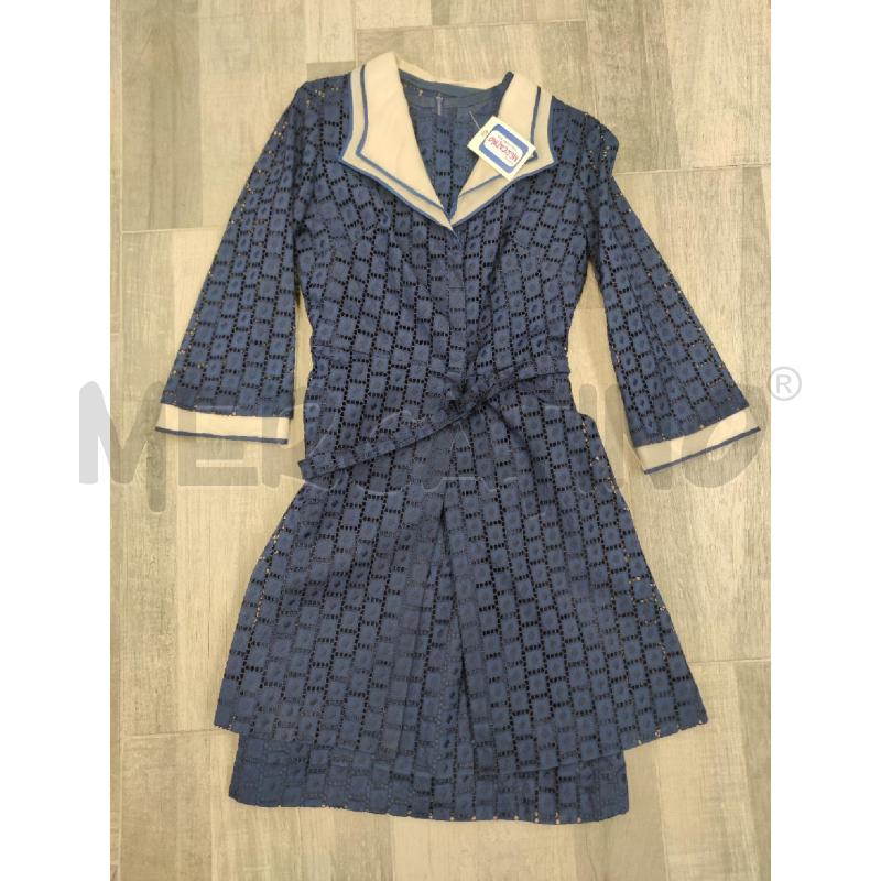 VESTITO DONNA +SOPRABITO BLU SARTORIALE RICAMI COLL BIANCO | Mercatino dell'Usato Settimo torinese 1