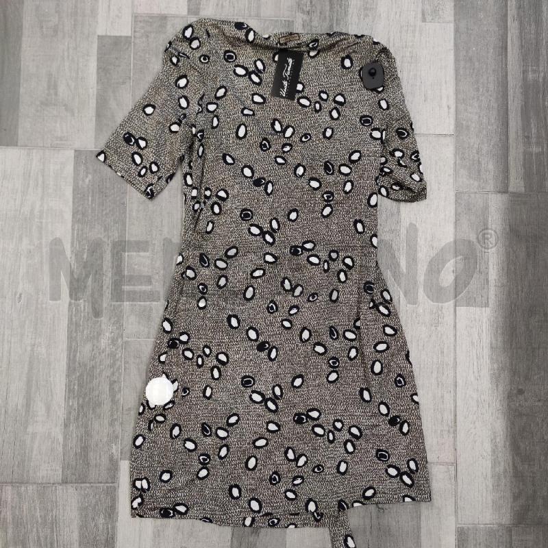VESTITO MALIPARMI TORTORA FANTASIA BIANCA NERE FUSCIACCA FIANCO VISCOSA ELASTICIZZATO SVASATO | Mercatino dell'Usato Settimo torinese 2