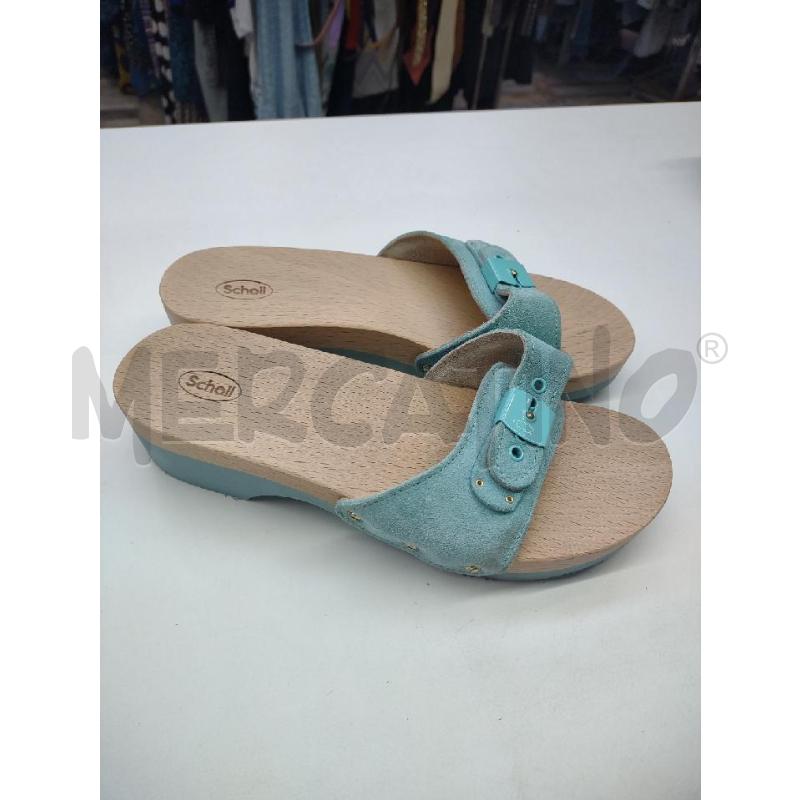 ZOCCOLI DONNA SCHOLL AZZURRO PASTELLO PELLE | Mercatino dell'Usato Settimo torinese 1