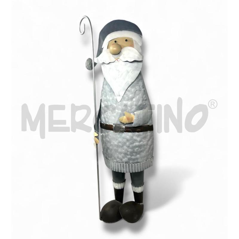 ADDOBBO NATALIZIO BABBO NATALE IN LATTA 57CM VESTITO GRIGIO | Mercatino dell'Usato Rivoli 1