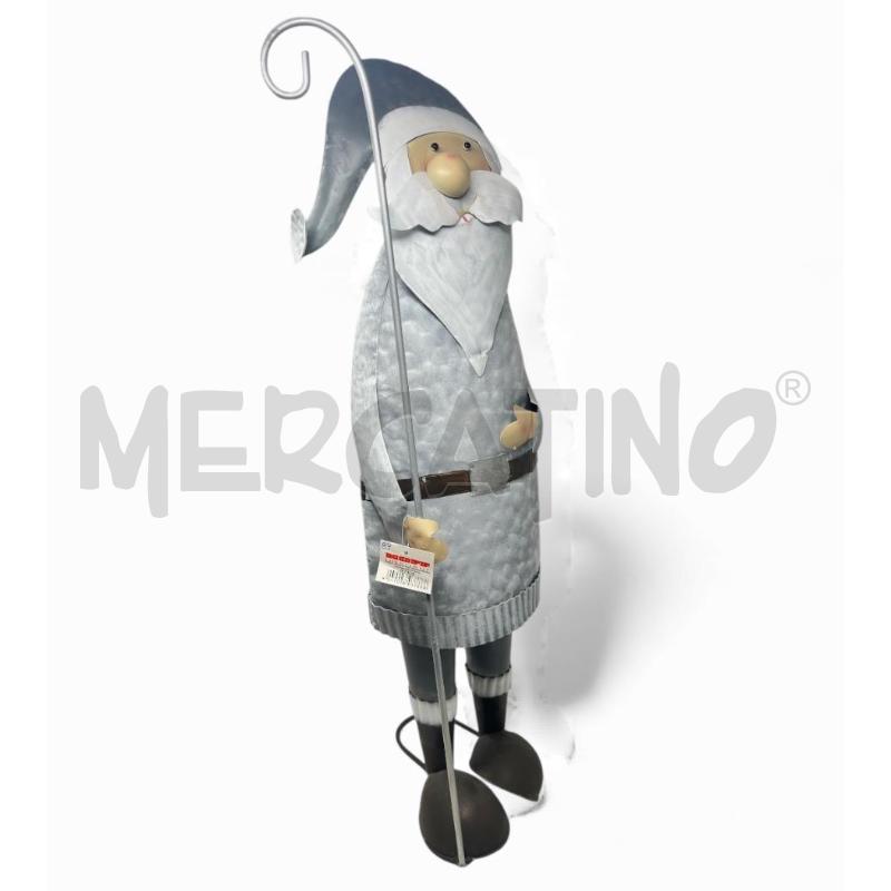 ADDOBBO NATALIZIO BABBO NATALE IN LATTA 57CM VESTITO GRIGIO | Mercatino dell'Usato Rivoli 3