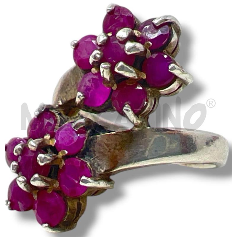ANELLO DONNA ARG 925 FIORI RUBINO  | Mercatino dell'Usato Rivoli 1
