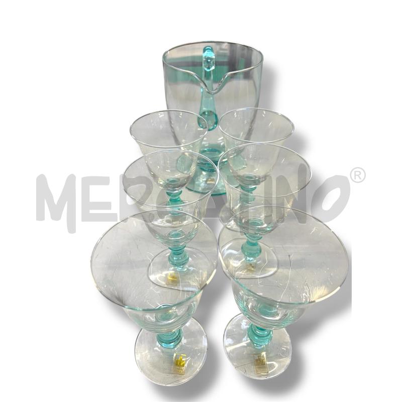 BICCHIERI PZ. 6+1 CARAFFA ETRURIA CRISTALLERIA GAMBO TURCHESE | Mercatino dell'Usato Rivoli 1