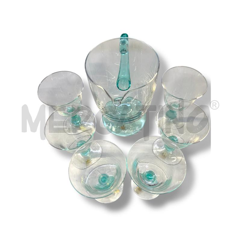 BICCHIERI PZ. 6+1 CARAFFA ETRURIA CRISTALLERIA GAMBO TURCHESE | Mercatino dell'Usato Rivoli 2