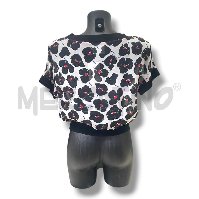 BLUSA DONNA BOUTIQUE MOSCHINO VELATA BIANCA FIORI NERI | Mercatino dell'Usato Rivoli 2