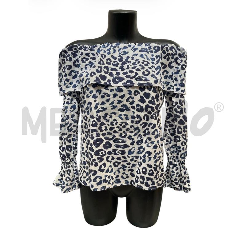 BLUSA DONNA INTREND BIANCA BLU ANIMALIER VOULANT | Mercatino dell'Usato Rivoli 1