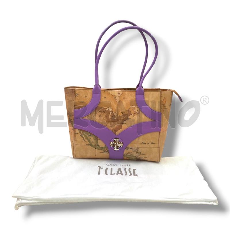 BORSA DONNA ALVIERO MARTINI BEIGE INSERTI VIOLA | Mercatino dell'Usato Rivoli 1