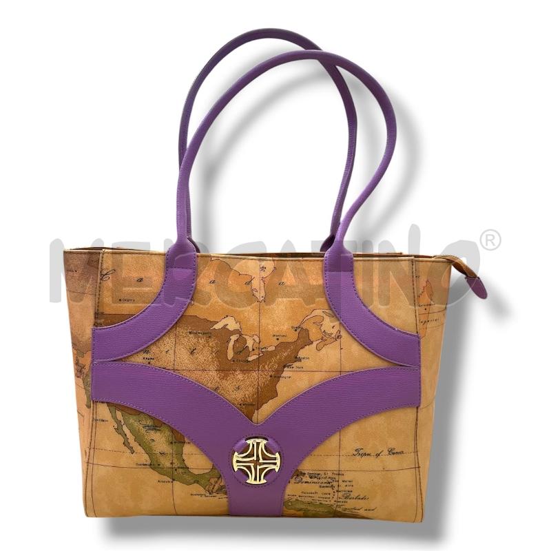 BORSA DONNA ALVIERO MARTINI BEIGE INSERTI VIOLA | Mercatino dell'Usato Rivoli 2