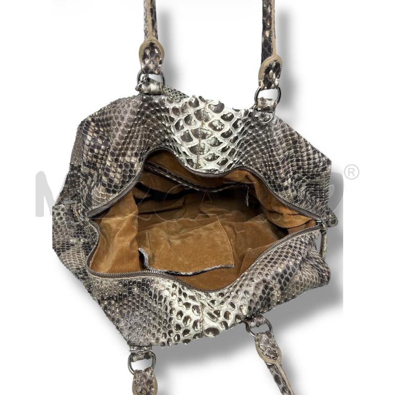 BORSA DONNA AMEDEO PELLE RETTILE BEIGE  | Mercatino dell'Usato Rivoli 4