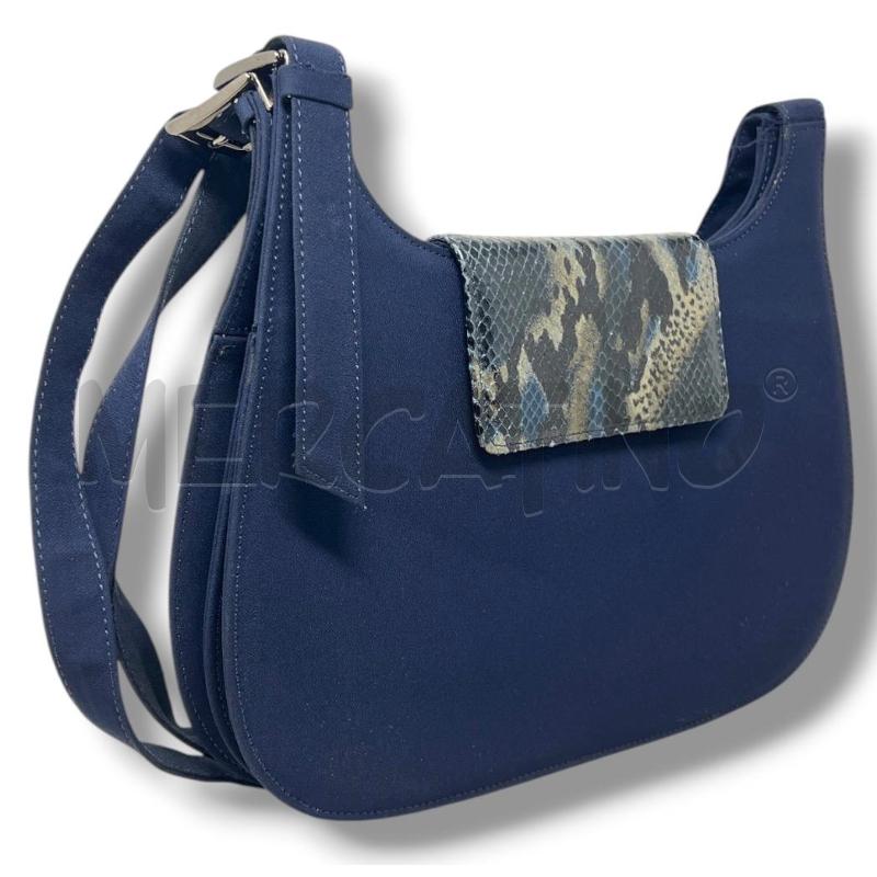 BORSA DONNA BLU NAVY MEZZALUNA CHIUSURA RETTILE | Mercatino dell'Usato Rivoli 1