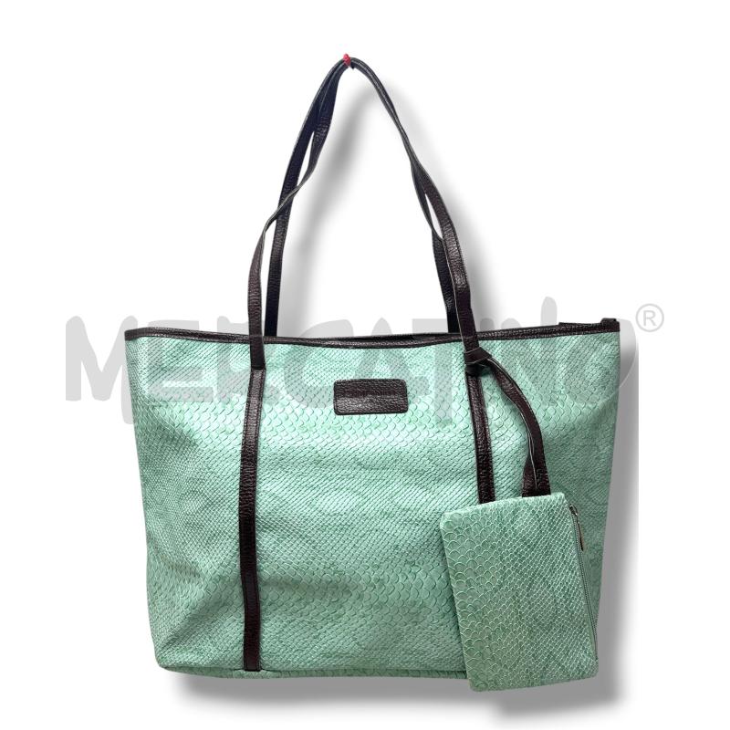 BORSA DONNA CAMOMILLA VERDE ACQUA STAMPA RETTILE | Mercatino dell'Usato Rivoli 2