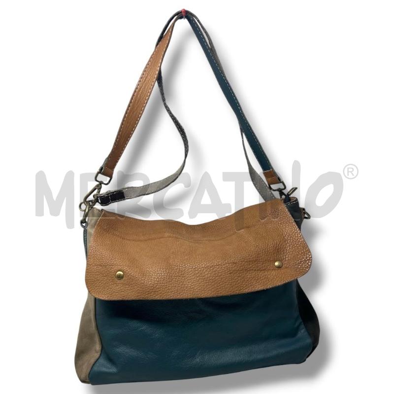 BORSA DONNA CARTELLA TOTY PELLE PETROLIO GRIGIA MARRONE | Mercatino dell'Usato Rivoli 5