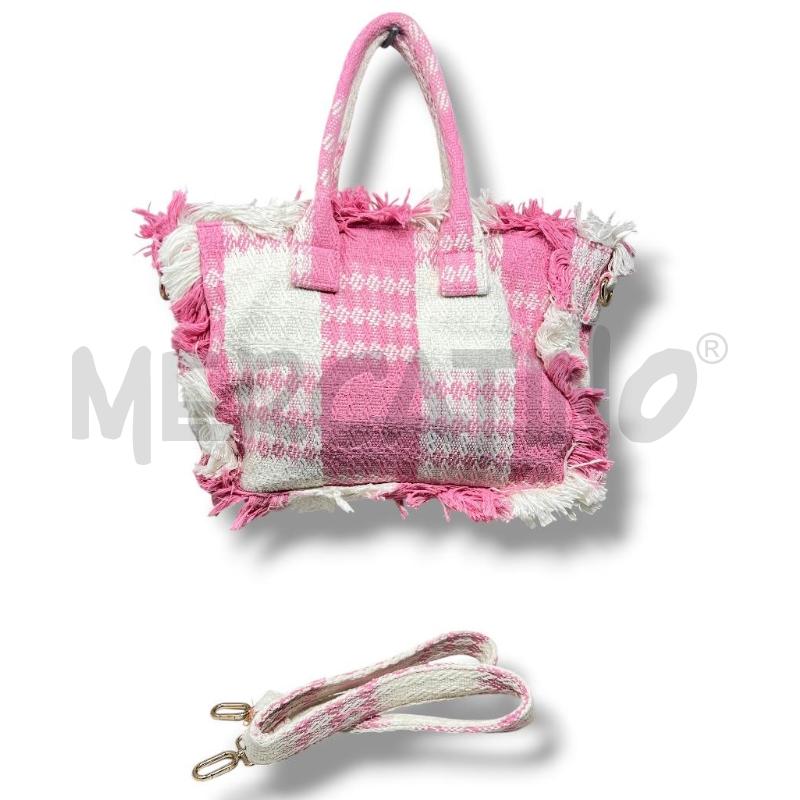 BORSA DONNA CASSANDRA QUADRI BOUCLE ROSA BIANCHI | Mercatino dell'Usato Rivoli 3