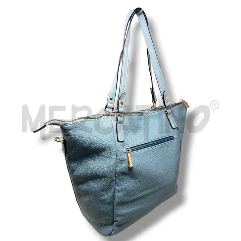 BORSA DONNA CHARRO AZZURRA SIMIL PELLE INSERTI INTRECCIO | Mercatino dell'Usato Rivoli 2