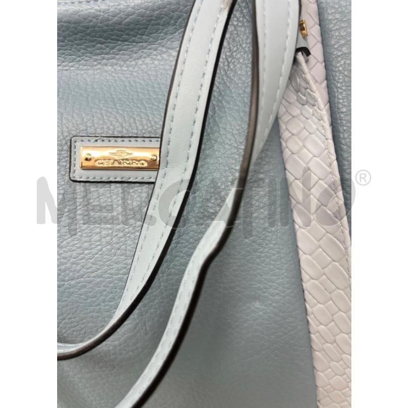 BORSA DONNA CHARRO AZZURRA SIMIL PELLE INSERTI INTRECCIO | Mercatino dell'Usato Rivoli 3