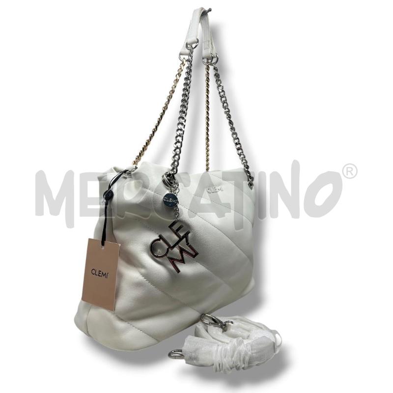 BORSA DONNA CLEMI BIANCA MANICI CATENA SILVER ORO | Mercatino dell'Usato Rivoli 1