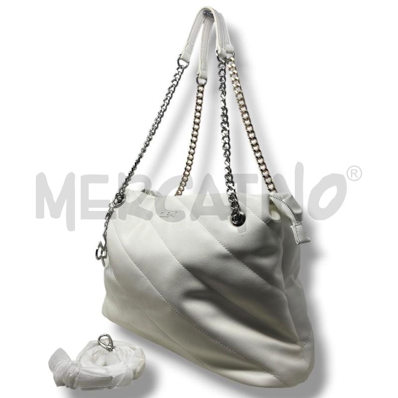 BORSA DONNA CLEMI BIANCA MANICI CATENA SILVER ORO | Mercatino dell'Usato Rivoli 3