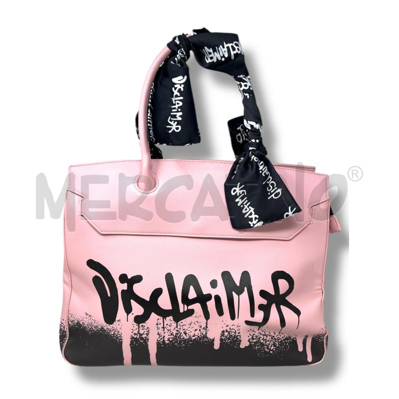 BORSA DONNA DISCLAIMER ROSA GRAFFITI NERI | Mercatino dell'Usato Rivoli 1