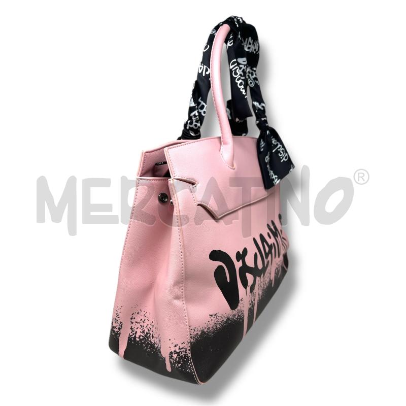 BORSA DONNA DISCLAIMER ROSA GRAFFITI NERI | Mercatino dell'Usato Rivoli 2