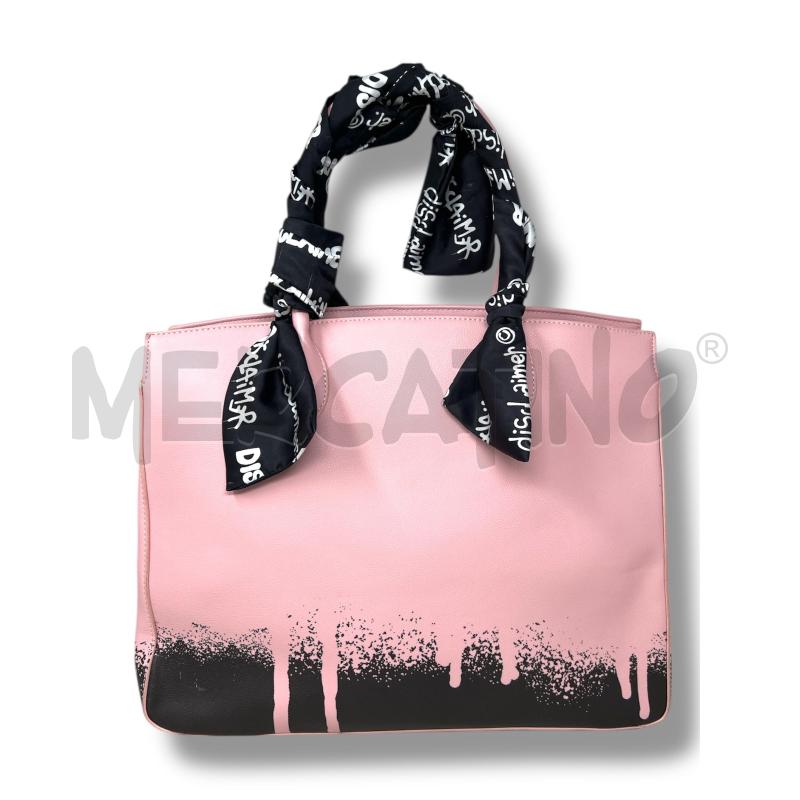BORSA DONNA DISCLAIMER ROSA GRAFFITI NERI | Mercatino dell'Usato Rivoli 3