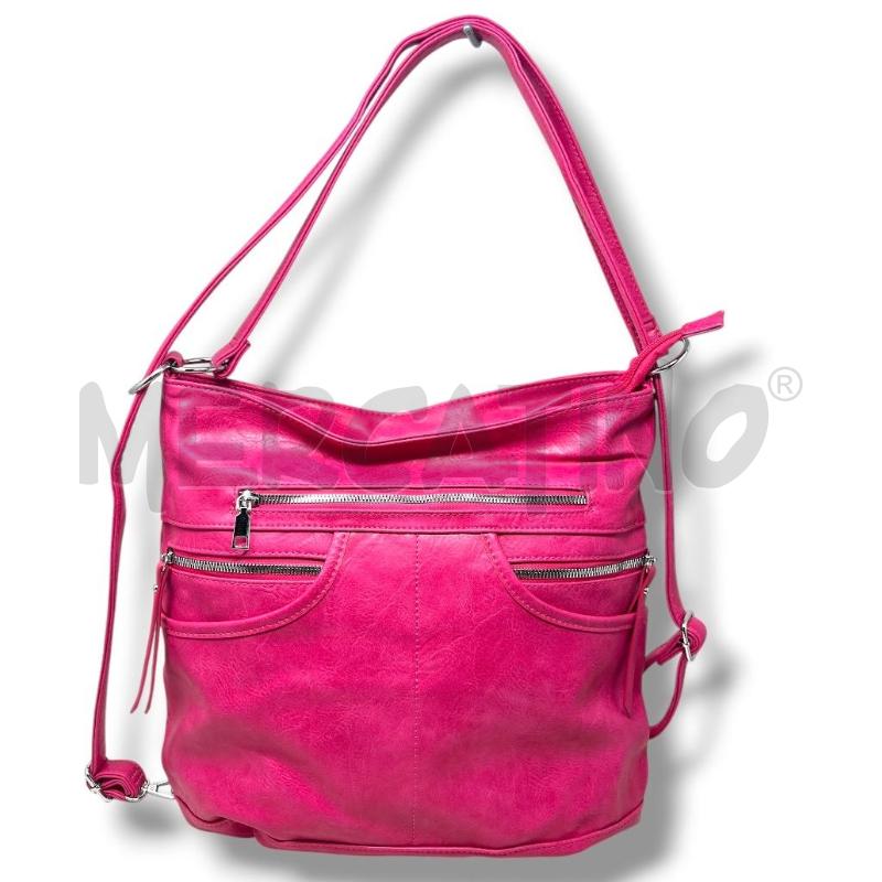 BORSA DONNA FUCSIA ZIP ARGENTATE  | Mercatino dell'Usato Rivoli 1