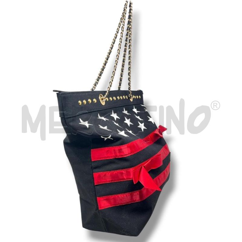 BORSA DONNA FUN IS NOT EXPENCIVE NERA STELLE STRISCE  | Mercatino dell'Usato Rivoli 4